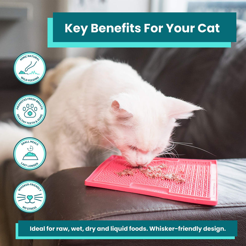Lickimat Classic Cat Slow Feeders Lick Mat, Boredom Anxiety Reducer; Perfect for Food, Treats, Yogurt, or Peanut Butter. Fun Alternative to a Slow Feed Cat Bowl or Dish! Green Soother - BeesActive Australia