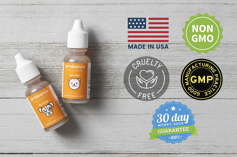 Probonix Probiotics for Cats, Organic, Non-GMO Liquid Probiotic Drops, 8 Live Probiotic Strains to Help with Digestive Issues, Inflammatory Bowel Disease (IBD), Dental Health Issues, Allergies, Liver - BeesActive Australia