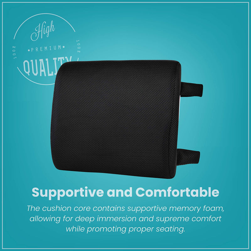 Healthy Spirit Memory Foam Lumbar Support Back Cushion | Back Support for Office Chair Car | Lumbar Support Pillow, Black, 1 Count - BeesActive Australia