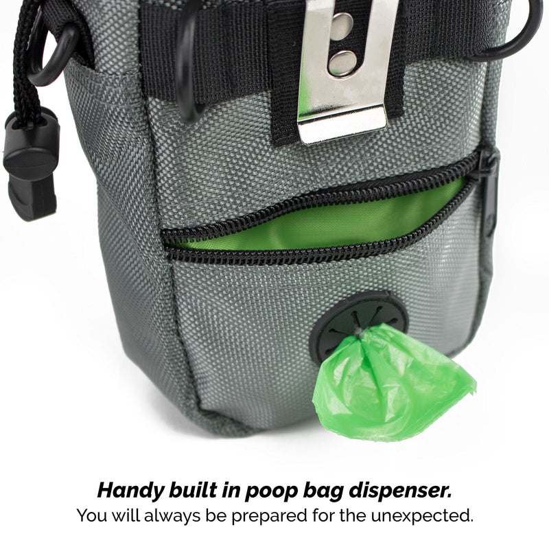 Tuff Mutt Dog Treat Pouch for Training with Poop Bag Dispenser, Includes 1 Roll of Earth Rated Pet Waste Bags, Metal Clip, Adjustable Waist Belt Makes it Easy to Carry Treats, Kibble and Accessories - BeesActive Australia