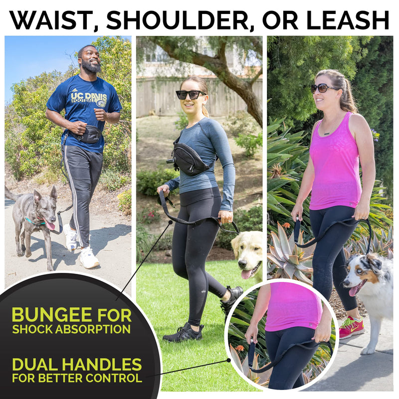 Hyper Pet Hands Free Dog Leash, Black Fanny Pack & Collapsible Dog Bowl (Use on Waist, Across Shoulder or Just as Dog Leash) Use on Small, Medium & Large Dogs for Training, Walking Jogging & Running - BeesActive Australia