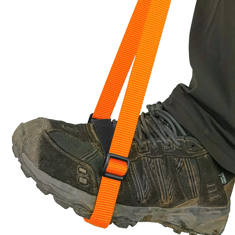 GM CLIMBING Foot Loop Ascender Sling Adjustable for Rope Ascending Climbing Arborist Caving Aid Climbing Gear SRT Rope Walking Frog Ascending Foot Loop - Orange & Carabiner - BeesActive Australia