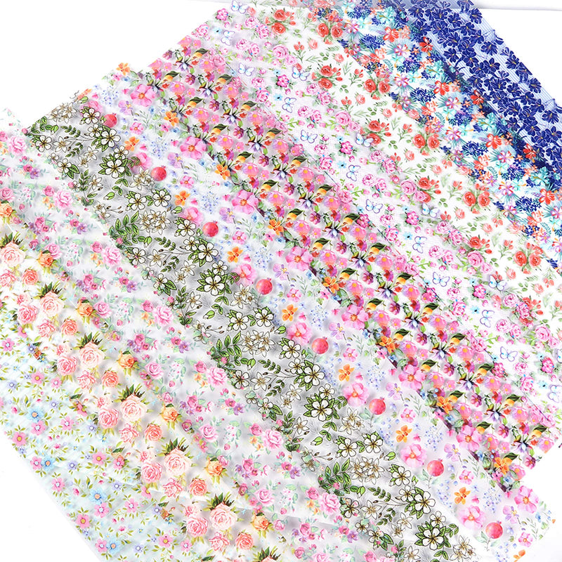 Flowers Nail Foils Transfer Nail Stickers 10 Sheets Retro Small Beauty Floral Flower Rose Design For Acrylic Nail Supplies DIY Wraps Manicure Tips Charms Nail Decorations - BeesActive Australia