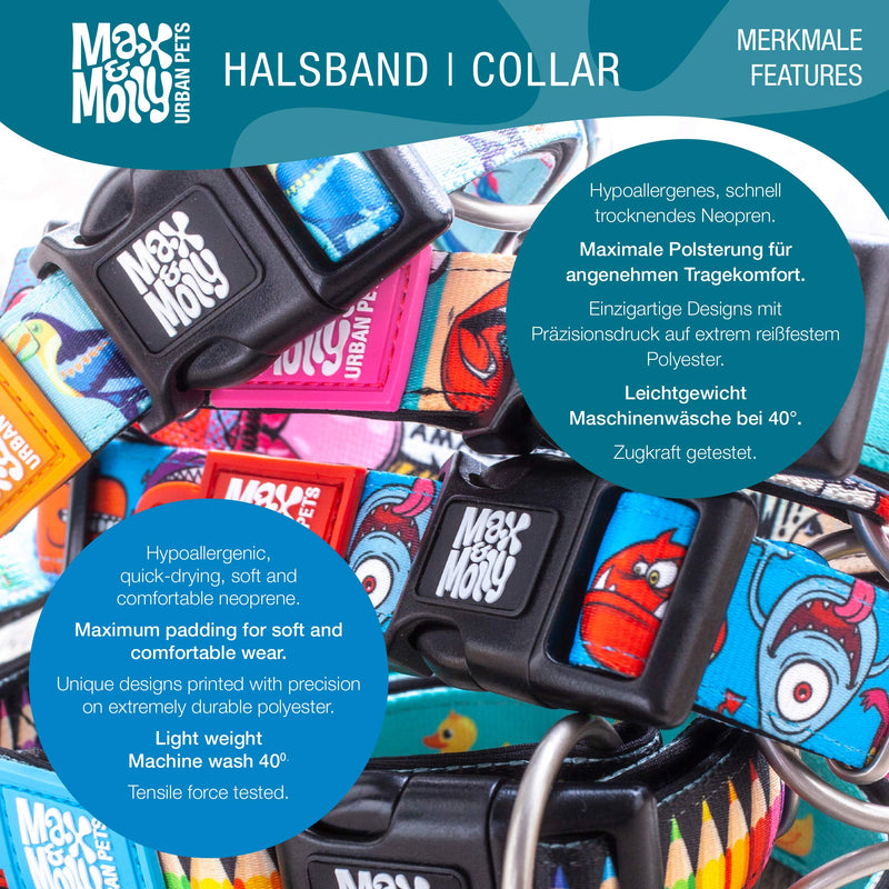 Max & Molly Smart ID Dog Collar with Gotcha! QR Pet Safety Tag and Custom Pet Profile, Soft Padded Neoprene, Waterproof, Machine Washable Collar Dogs Donuts Small - BeesActive Australia