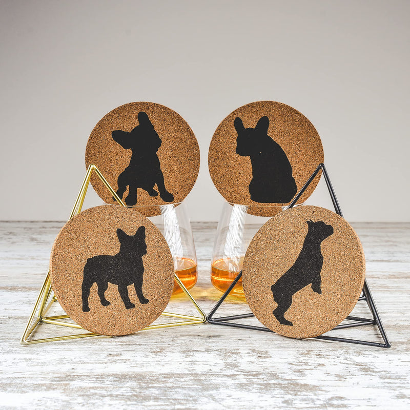 Greenline Goods French Bulldog Lovers Cork Drink Coasters - Set of 4 Dog Coasters with Protective Bottom - French Bulldog Decor Coasters for Drinks - Frenchie Gift Idea for French Bulldog Moms & Dads - BeesActive Australia