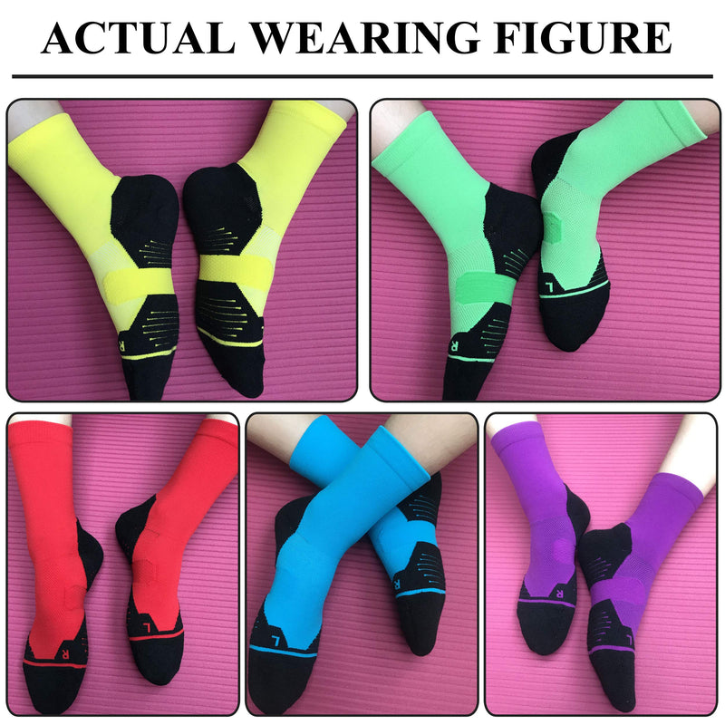 [AUSTRALIA] - Running Socks Ankle Support, HUSO Men Women High Performance Arch Compression Cushioned Quarter Socks 1,2,3,4,6 Pairs Z 1 Orange 