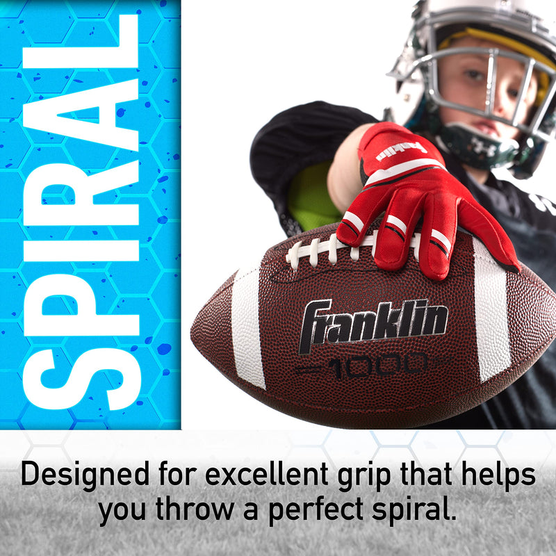 Franklin Sports Youth Footballs - Junior + Pee Wee Kids Footballs - All-Weather Synthetic Leather Outdoor Footballs - Extra Grip 1000 Footballs for Kids - 1 Packs + 12 Football Team Packs Brown 1 Inflated Football - BeesActive Australia