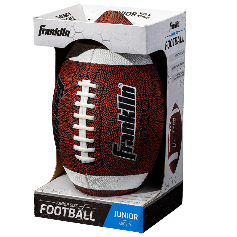 Franklin Sports Youth Footballs - Junior + Pee Wee Kids Footballs - All-Weather Synthetic Leather Outdoor Footballs - Extra Grip 1000 Footballs for Kids - 1 Packs + 12 Football Team Packs Brown 1 Inflated Football - BeesActive Australia