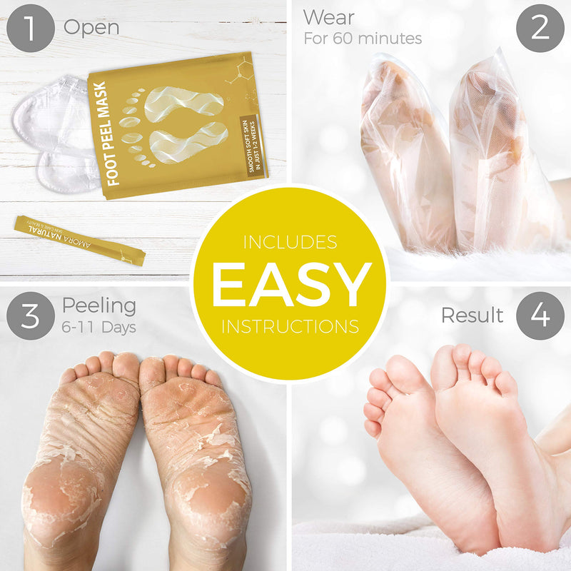 Foot Peel Mask - 2 Pack - For Cracked Heels, Dead Skin and Calluses - Make Your Feet Baby Soft Smooth Silky Skin - Removes Rough Heels, Dry Toe Skin Natural Treatment. (Lemongrass Scent) - BeesActive Australia