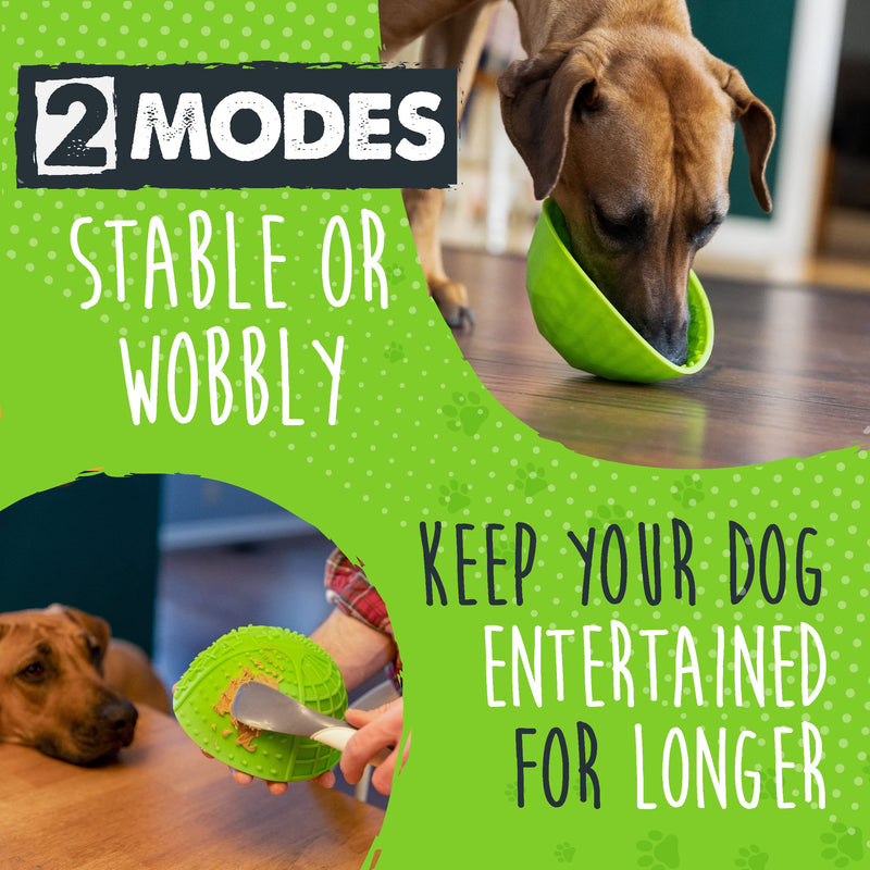 Mighty Paw Dog Lick Bowl | Interactive Slow Feeder Puzzle for Anxiety, Calming and Boredom. Wobbles Or Stays Put. Works W/ Soft Food & Supports Oral Health. Dishwasher Safe BPA Free Silicone Green - BeesActive Australia