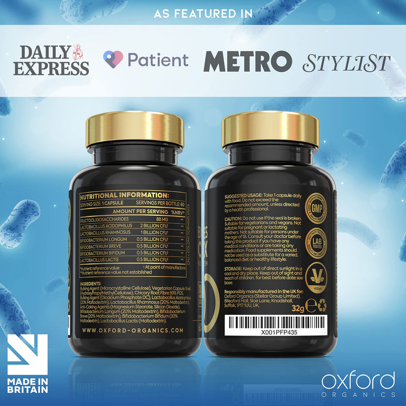 Advanced Probiotics for Gut Health | Scientifically Formulated Pre & Probiotic Gut Health Supplements | 60 Specialised Capsules with 5 Billion Bacterial Cultures, 100 Billion CFU/g Source | Made in UK - BeesActive Australia
