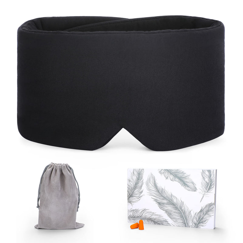 FRESHME Sleep Mask Blackout - Handmade Cotton Sleep Mask for Women Men Eye Mask for Sleeping Black Soft Eye Cover for Sleeping with Adjustable Veclro Breathable Eye Blindfold for Night Nap Travel - BeesActive Australia