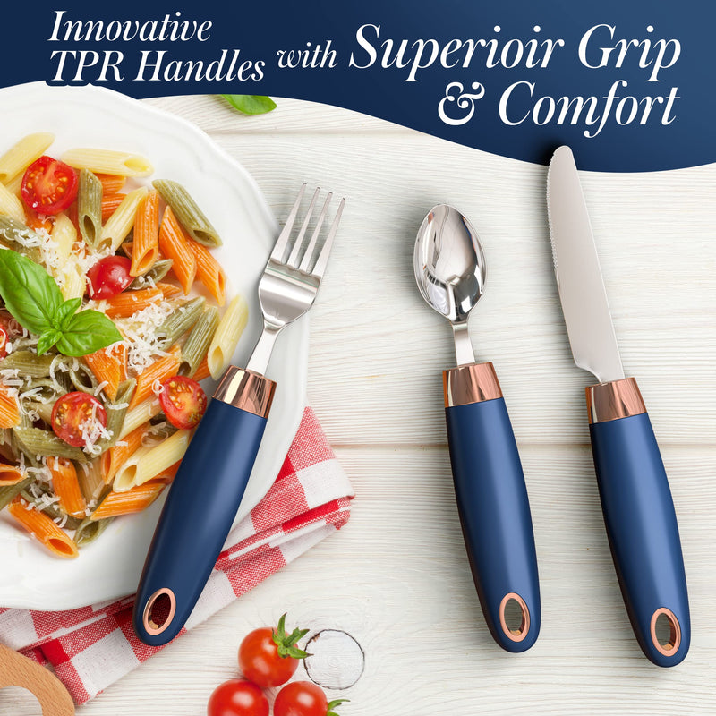 iMedic Designer Easy Grip Cutlery for Adults - 1 Set of Utensils for the Elderly with Adaptive Needs - Eating Utensils for Disabled People and with Parkinson's - Non-weighted Utensils for Hand Tremors Single - BeesActive Australia