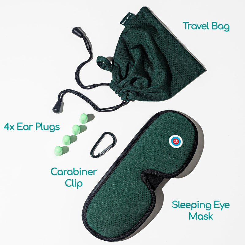 Medi Grade 100% Blackout Eye Mask for Sleeping - Breathable 3D Sleep Masks for Men and Women with Sleep Aid Zero-Eye-Pressure Technology - Comes with Sleep Mask, 4x Ear Plugs for Sleep & Carabiner Bag - BeesActive Australia