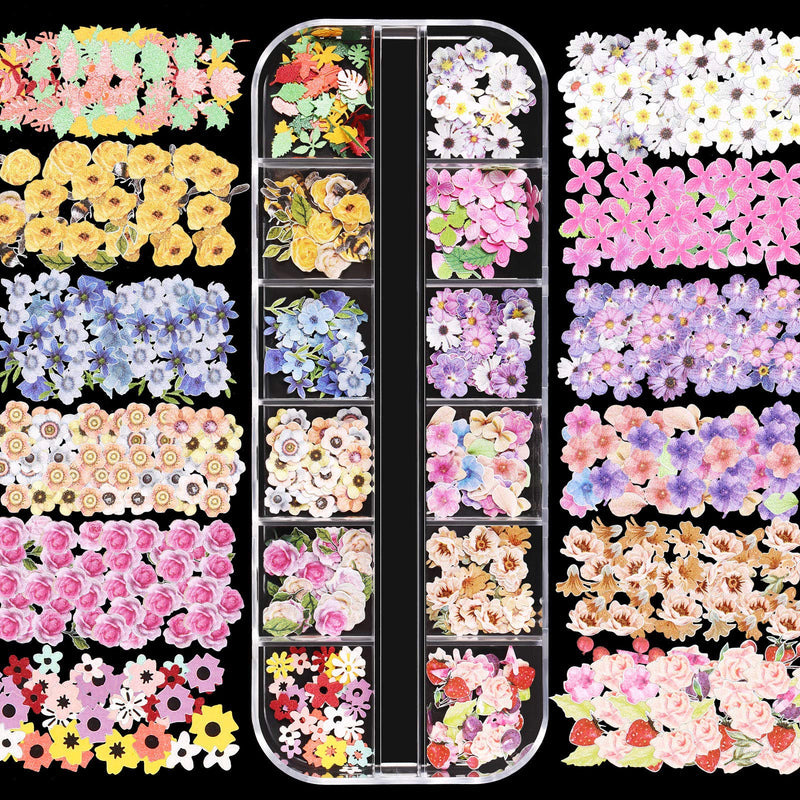 3 Boxes 36 Grids 3D Flowers for Nails 3D Nail Stickers Nail Dried Flowers Decals Nail Art Flowers Sequins for Nail Decoration DIY Crafting - BeesActive Australia