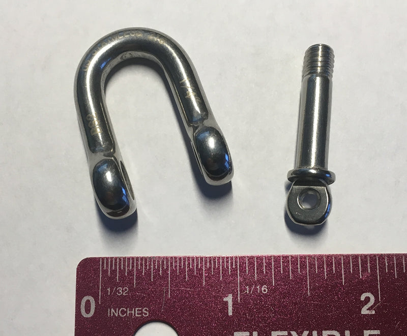 [AUSTRALIA] - Stainless Steel 316 Forged D Shackle Marine Grade 1/4" (6mm) Dee 1/4" 