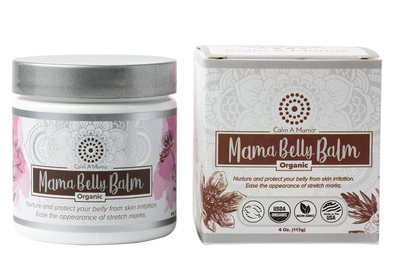 Mama Belly Balm by Calm-A-Mama - Stretch Mark Cream For Pregnancy & More - Organic Belly Butter - Prevents & Reduces Stretch Marks- Made in USA - 4oz Mama Balm - BeesActive Australia