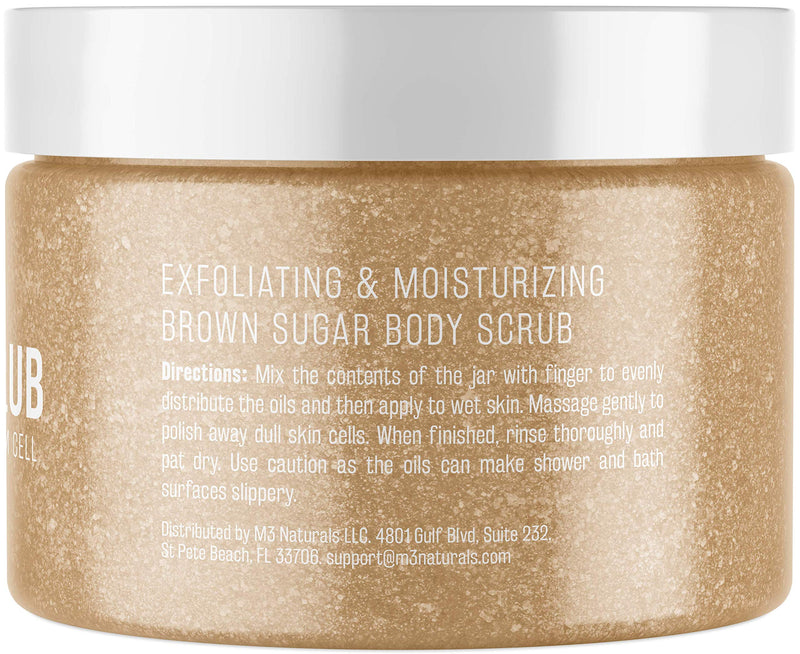 M3 Naturals Brown Sugar Body Scrub Infused with Collagen & Stem Cell - Best Exfoliating Body & Face Scrub for Acne Scars, Cellulite, Stretch Marks for Men and Women 12oz - BeesActive Australia