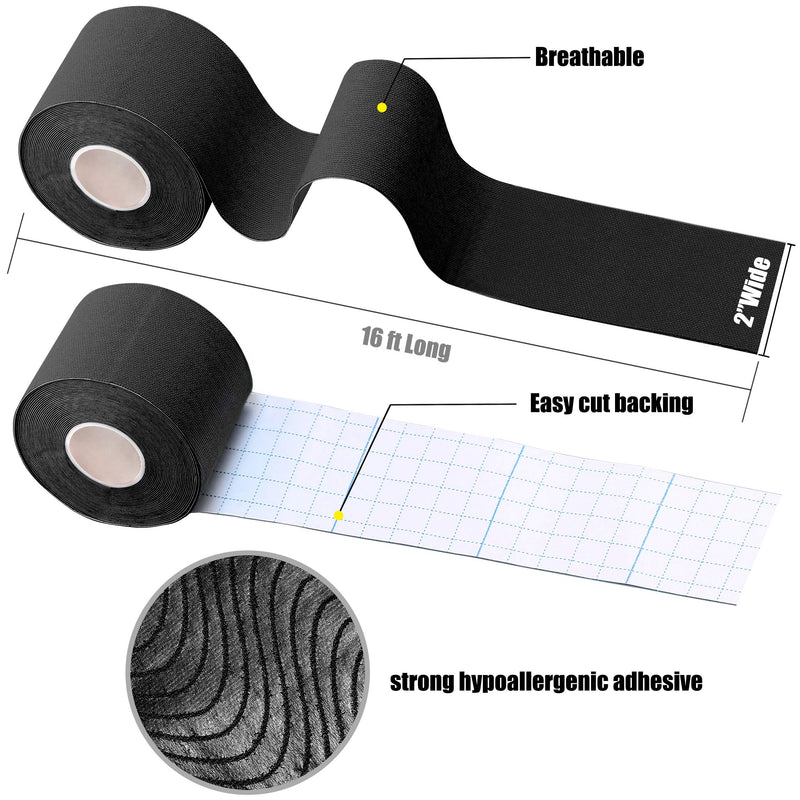 Kinesiology Tape - Athletic Sports Lifting Tape for Pain Relief, Muscle and Joint Support, Workout Recovery, Achilles, Back, Knee, Shoulder, Ankle, Wrist, Foot, Elbow, Arm, Physical Therapy Equipment Black - BeesActive Australia