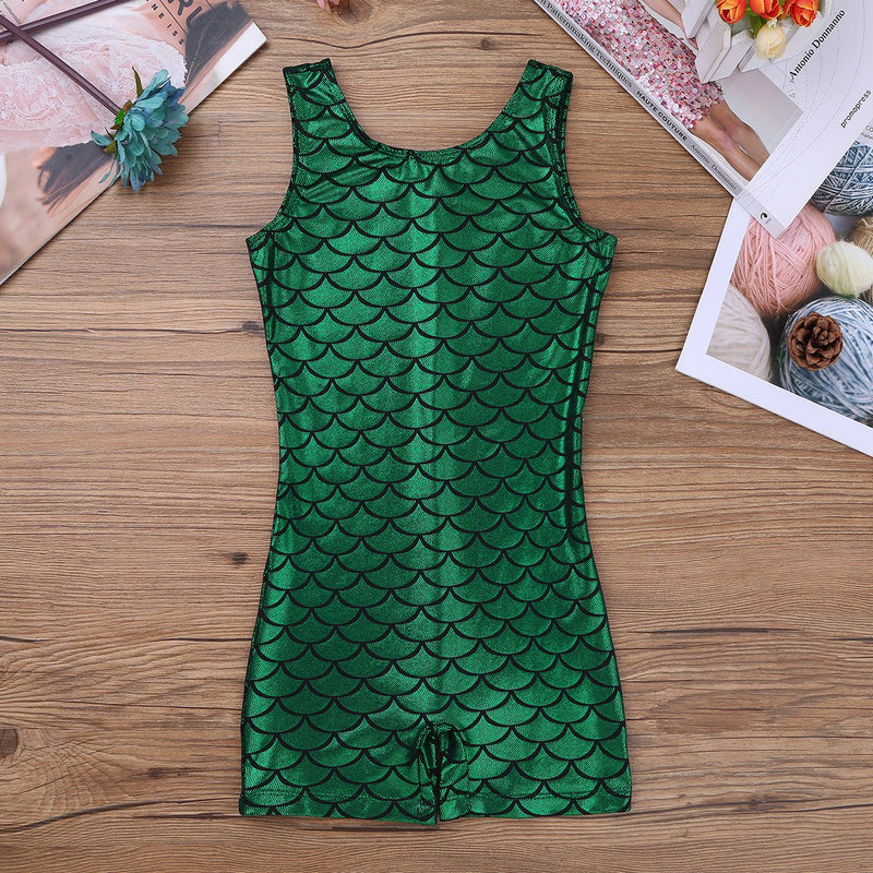 [AUSTRALIA] - Freebily Girls' One-Piece Sleeveless Biketard Unitard Gymnastics Leotard Dancewear Green 12-14 