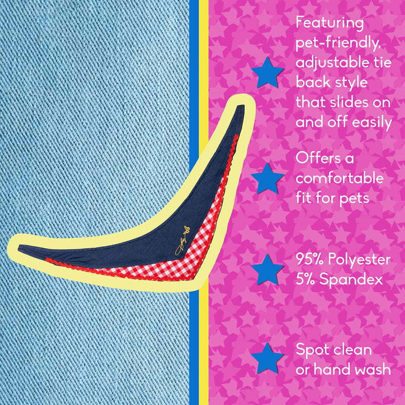 Doggy Parton Blue Printed Denim & Gingham Print Bandana for Pets X-Small / Small - BeesActive Australia