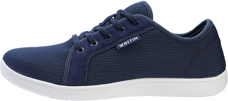 WHITIN Men's Minimalist Barefoot Sneakers | Wide fit | Zero Drop Sole | Upgraded Footbed 7 Dark Blue ( Upgraded Insole ) - BeesActive Australia