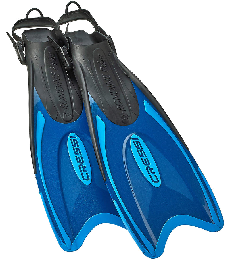 Cressi Italian Made Palau Long Fin Adjustable Flippers for Scuba and Snorkeling with Snorkeling Gear Mesh Bag Blau S/M | US Man 6.5/8.5 | US Lady 7.5/9.5 - BeesActive Australia