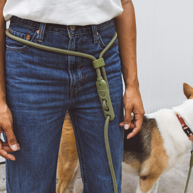 Hands-Free Dog Leash, Adjustable Rope Leash One-Size Army Green - BeesActive Australia
