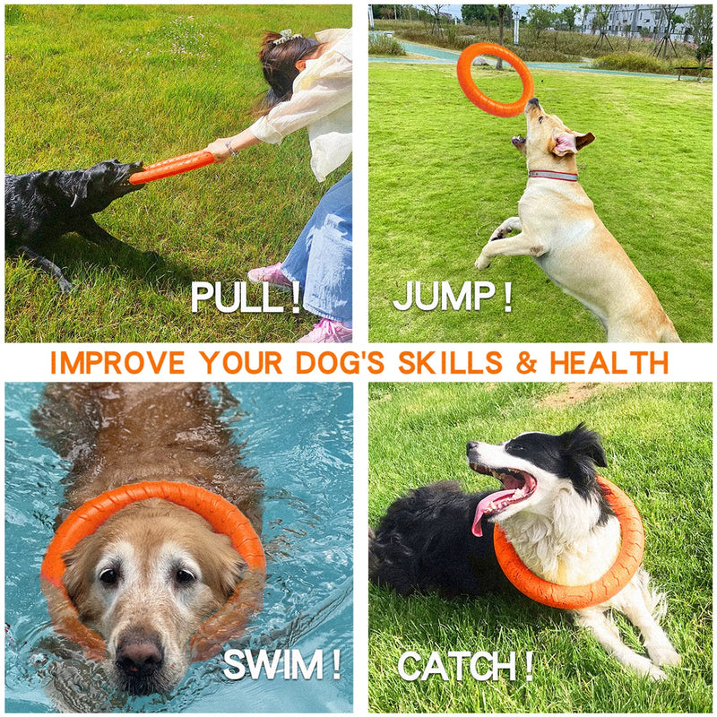 Indestructible Dog Toys Dog Chew Toys for Aggressive Chewers, Flying Discs for Small/Medium/Large Breeds-Dog Training Ring,Floating Dog Ring Toys for Throwing,Catching,Grabbing Flying Toy for Dogs orange - BeesActive Australia