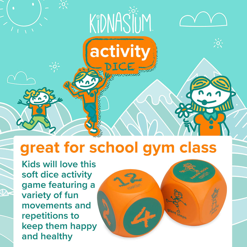 Kidnasium Exercise Dice & Activity Coins, Soft Foam 6-Sided Movement Dice Fun Educational Classroom Gym Learning Game for Active Boys & Girls Ages 4 and Up - BeesActive Australia