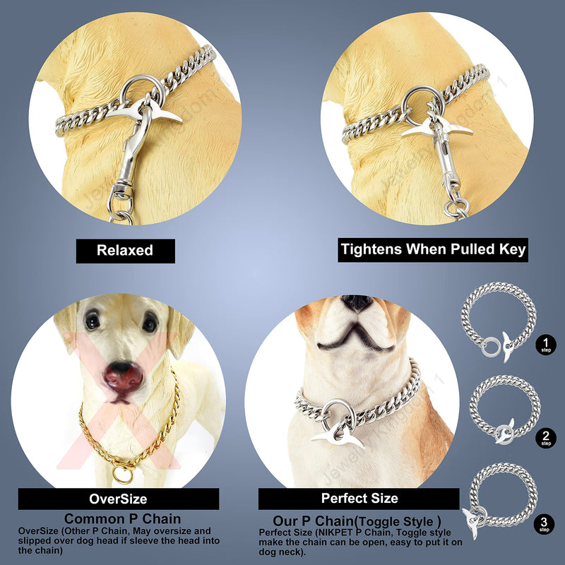 Jewelry Kingdom 1 Dog Chain Collar High Polished Cuban Link Chain 10MM Strong Heavy Duty Chew Proof Adjustable Training Walking Collar with Toggle Clasp and Dog Tag for Small Medium Large Dogs 20"(Fits Neck 16"-19") - BeesActive Australia
