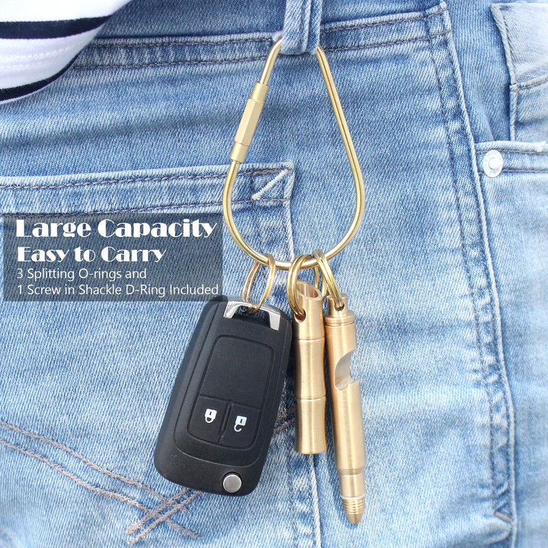 CMVFYL 3PCS Brass Screw Lock Keychain-Simple Style Heavy Duty Car Key Organizer, Universal Key Fob Holder for Men Women, Gold Gold1 - BeesActive Australia