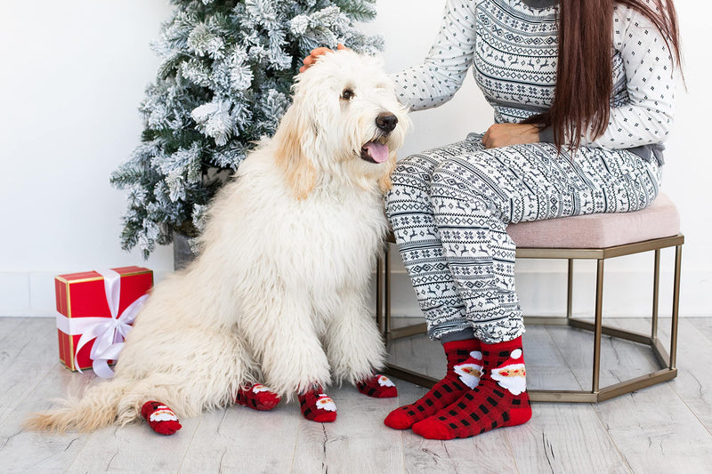 Pearhead Human And Dog Christmas Socks, Matching Pet Owner And Pet Apparel, Novelty Holiday Santa Claus Socks, Unisex One Size Fun Socks, Pet Lover Gifts, Christmas Stocking Stuffer Santa Human and Dog Sock Set - BeesActive Australia