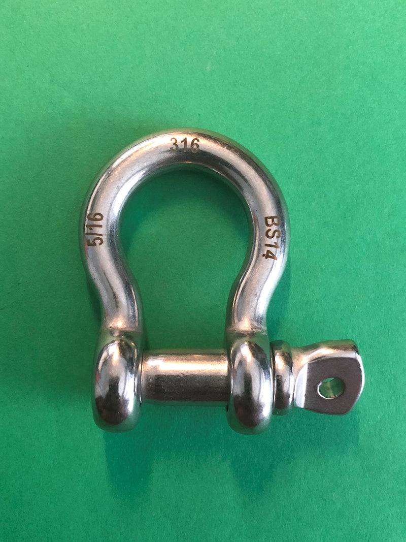 [AUSTRALIA] - Stainless Steel (316) Bow Shackle 5/16" Forged US Type Oversized 3/8" Pin Marine Grade 