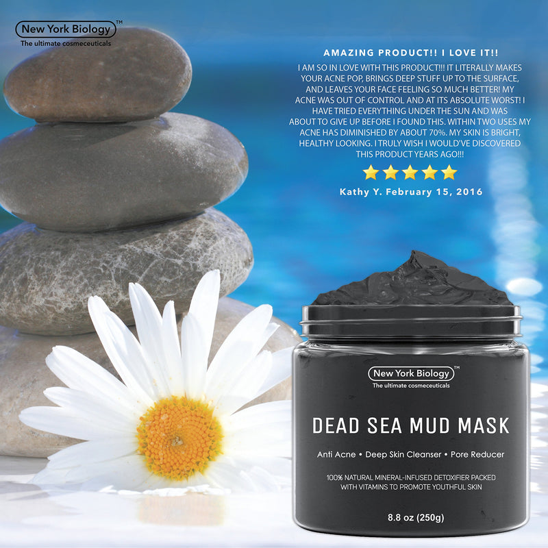 New York Biology Dead Sea Mud Mask for Face and Body Infused with Tea Tree - Spa Quality Pore Reducer for Acne, Blackheads and Oily Skin - Tightens Skin for A Healthier Complexion - 8.8 oz - BeesActive Australia