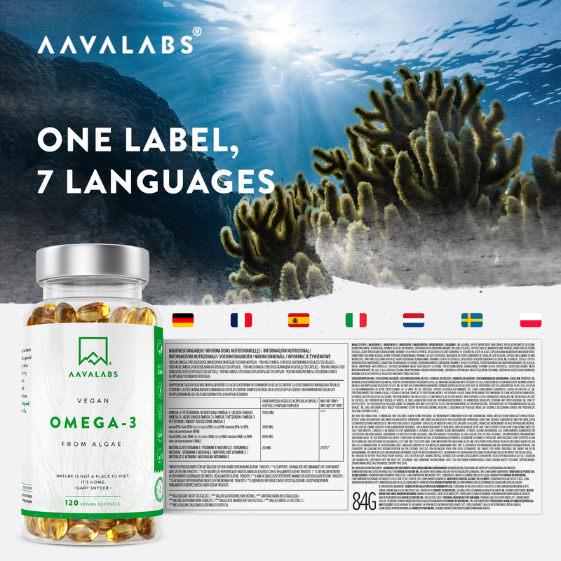 Premium Vegan Omega 3 High Strength [ 1100 mg ] - 600 mg DHA and 300 mg EPA per Daily dose of 4 Vegan Omega 3 Capsules- 120 Omega 3 Vegan - with Vitamin E - from Sustainable Plant-Based Algae Oil - BeesActive Australia