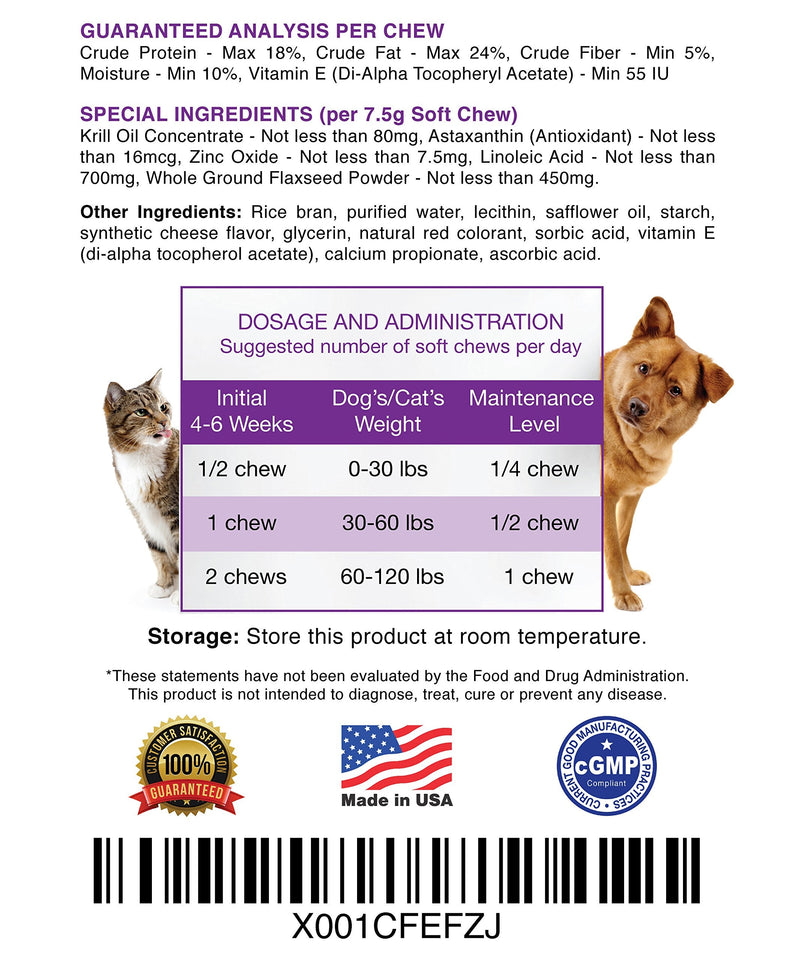 #1 Premium Antarctic Krill Oil Soft Chews for Dogs | Rich in Omega 3 | Astaxanthin | Vitamin E | For Skin and Coat | Low Allergen | Low Calorie | cGMP Certified | Made in USA | 60 Savory Soft Chews - BeesActive Australia