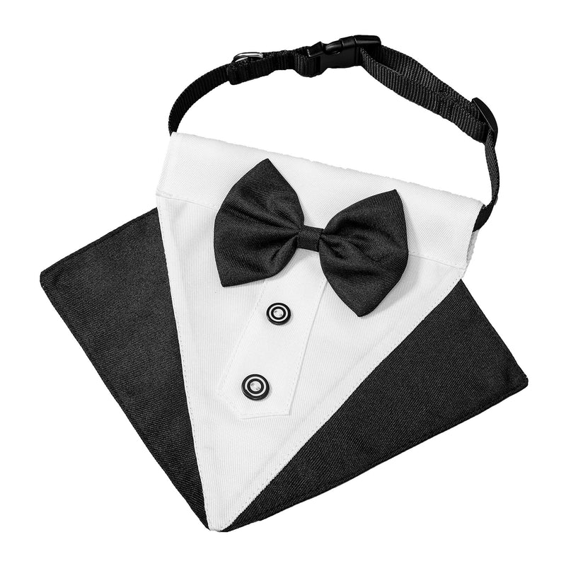 ADOGGYGO Formal Dog Tuxedo Wedding Dog Bandana Collar Dog Collar with Bow Tie Adjustable Dog Bowtie Collar Bandana for Small Medium Large Dog Pet Black - BeesActive Australia