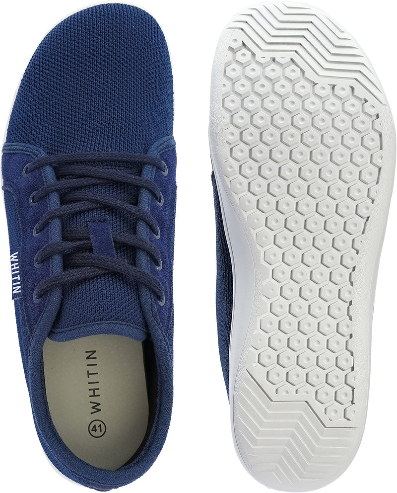 WHITIN Men's Minimalist Barefoot Sneakers | Wide fit | Zero Drop Sole | Upgraded Footbed 7 Dark Blue ( Upgraded Insole ) - BeesActive Australia