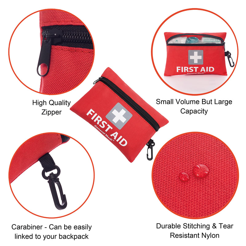 Mini First Aid Kit, 92 Pieces Small First Aid Kit - Includes Emergency Foil Blanket, CPR Respirator, Scissors for Travel, Home, Office, Vehicle, Camping, Workplace & Outdoor (Red) 92 Count (Pack of 1) - BeesActive Australia