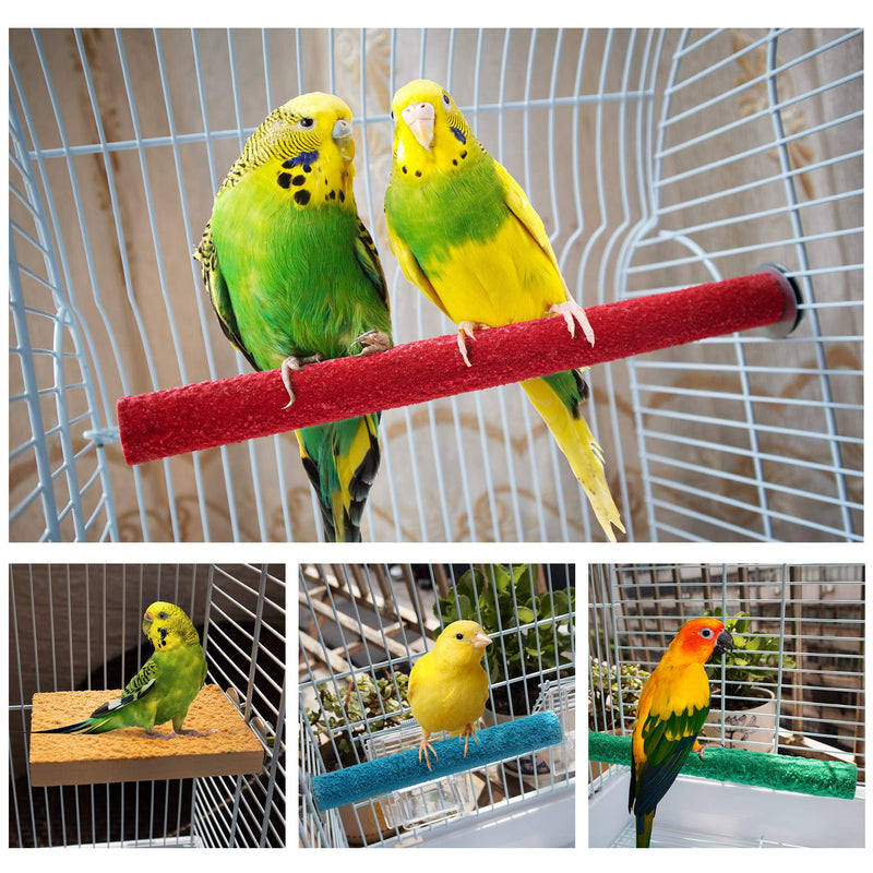 Parrot Bird Perch Stand Natural Wood Platform Bird Nail Trimmer Perch Paw Grinding Stick for Parakeet Cockatiels Lovebirds Bird Cage Accessories Random Color - BeesActive Australia