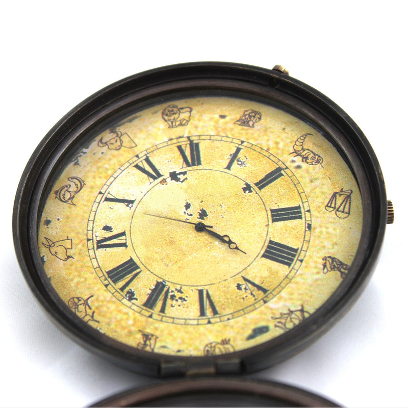 Nautical Ship Compass Wooden Box Compass & Watch Vintage Gift Round - BeesActive Australia