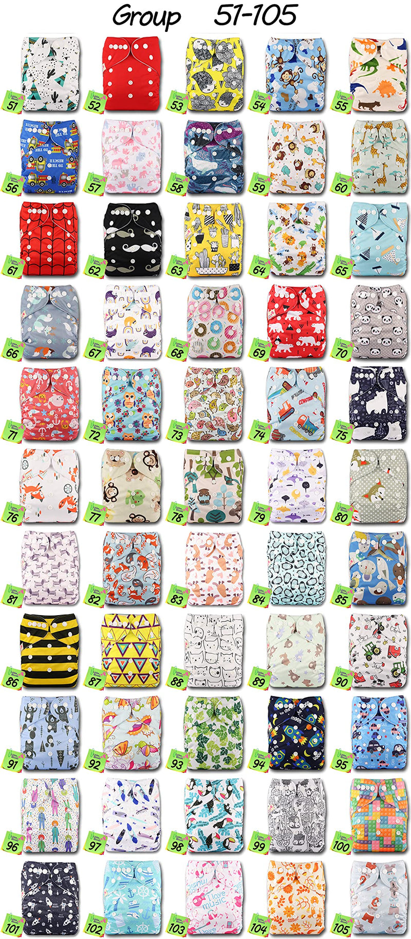 Littles & Bloomz, Reusable Pocket Cloth Nappy, Fastener: Popper, Set of 1, Pattern 3, Without Insert 1 Nappy only Pattern 003 - BeesActive Australia