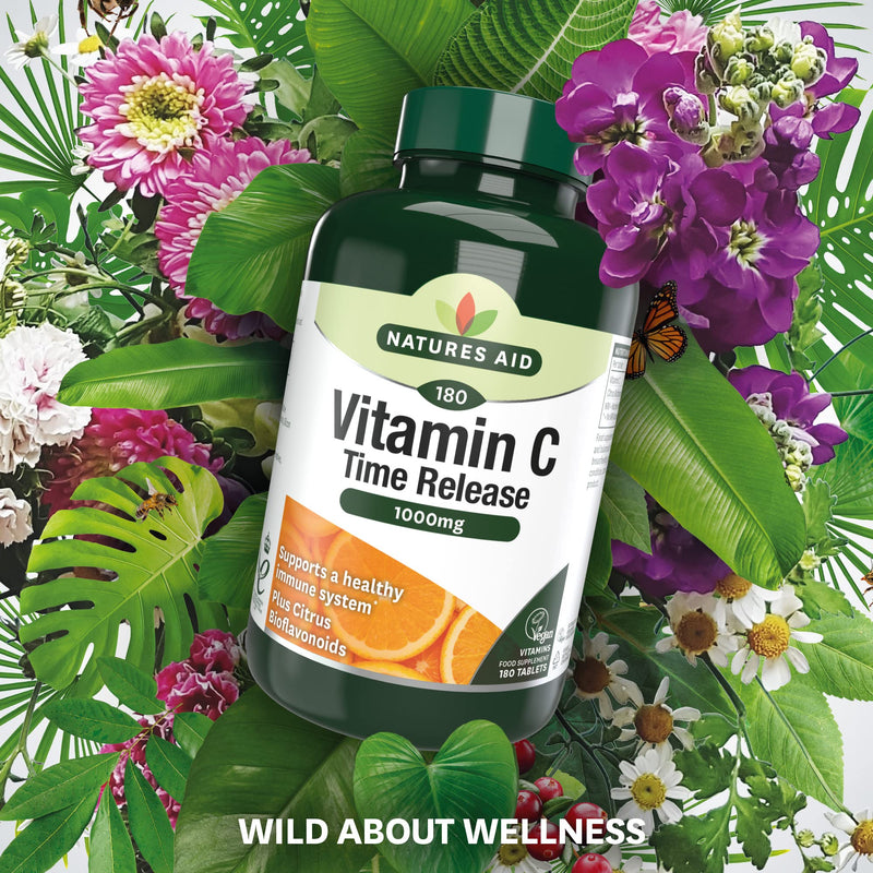 Natures Aid Vitamin C Time Release 1000 mg, Immune Support, 180 Tablets Vitamin C Time Release 1000 mg, 180 Tablets - BeesActive Australia