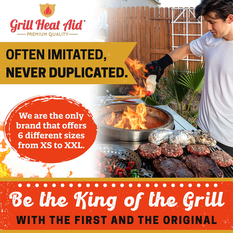 GRILL HEAT AID BBQ Gloves Heat Resistant 1,472℉ Extreme. Dexterity in Kitchen to Handle Cooking Hot Food in Oven, Cast Iron, Pizza, Baking, Barbecue, Smoker & Camping. Fireproof Use for Men & Women One Size Full Black - BeesActive Australia