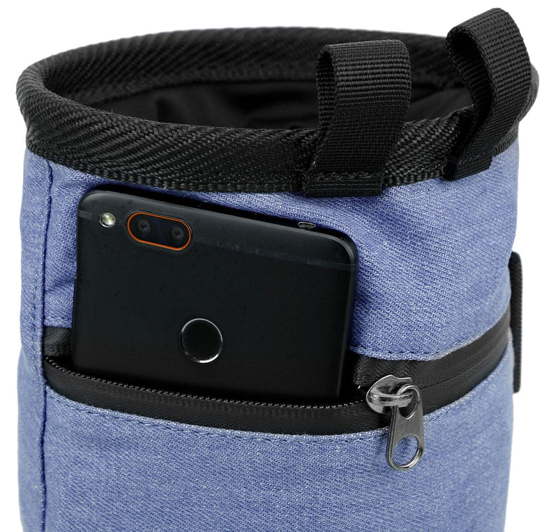 [AUSTRALIA] - FURST Denim Chalk Bag with Zippered Pocket and Brush Loop for Rock Climbing, Bouldering, Gym, Crossfit, Lifting Light Blue 