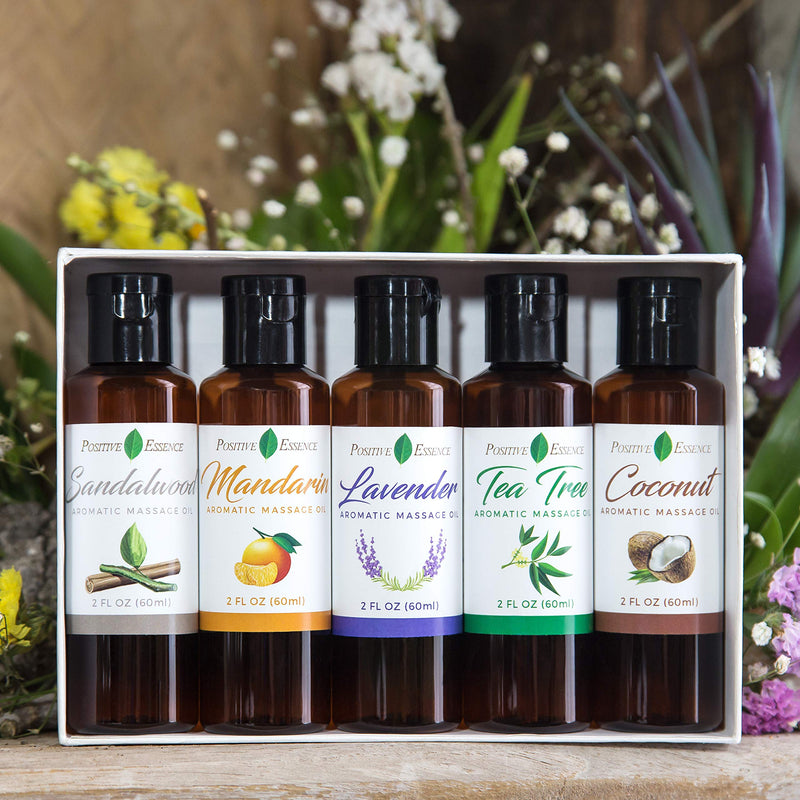 Massage Oil Set for Massage Therapy, Therapeutic Organic Massage Oils, Relieve Stress, Vegan Friendly, Made with Pure Essential Oils, Jojoba, Vitamin E, and Sweet Almond for Skin, 5 x 60ml Eclectic Scents 60 ml (Pack of 5) - BeesActive Australia