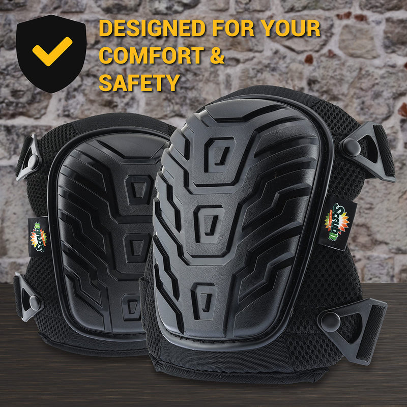 Knee Pads for Work - Universal Fit for Men and Women - Professional Poly-Shield Knee Pads With Gel-Padded Cushion - Construction Knee Protector With Adjustable Buckle Closure & Non-Slip Straps - BeesActive Australia