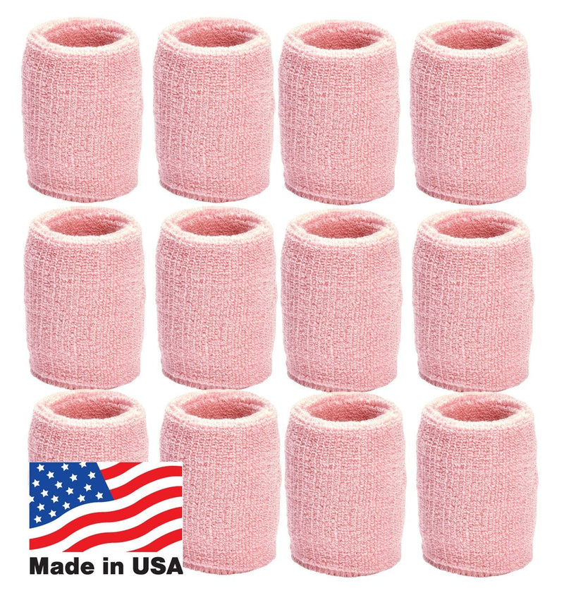 Unique Sports Wristbands / Sweatbands Pack of 12 (6 pair) Pink - BeesActive Australia