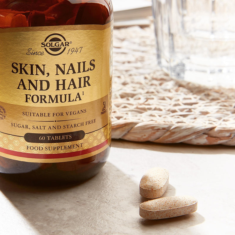 Solgar Skin Hair and Nails - 60 pack - Helps Build Collagen - With Zinc, Copper and Vitamin C - Vegan and Gluten Free - BeesActive Australia
